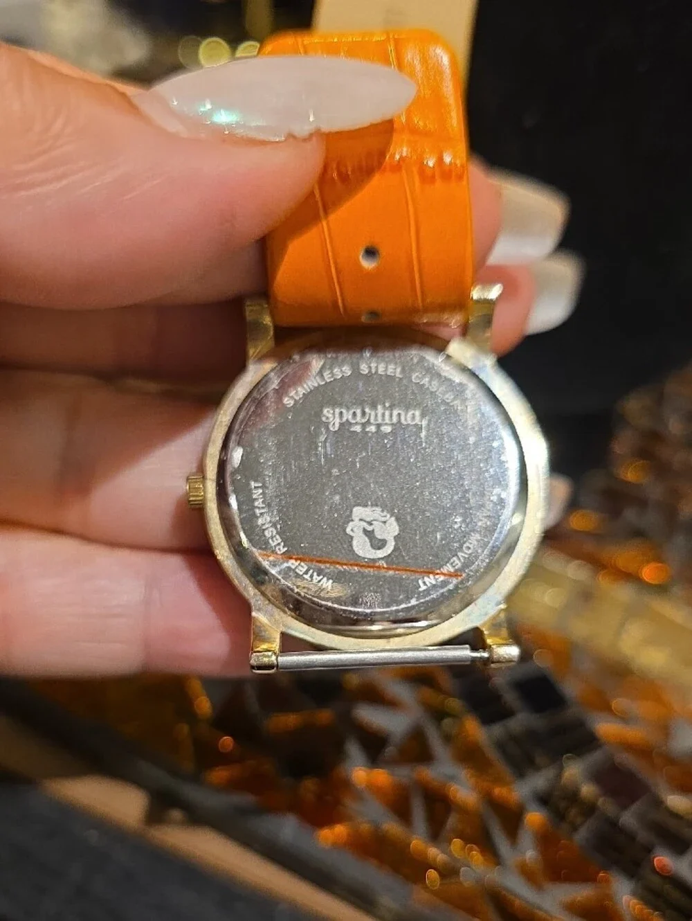 Spartina 449 Orange Strap Navy Bezel Women’s Watch
